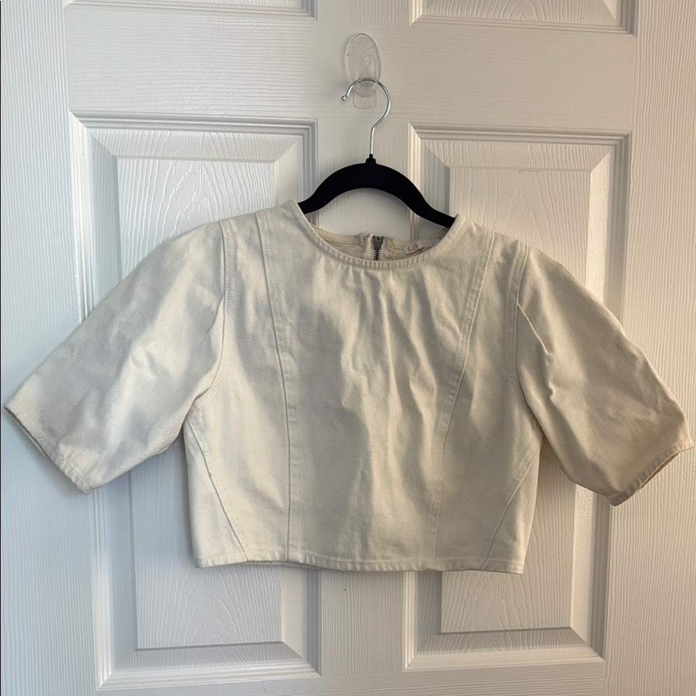 Cream Denim Top